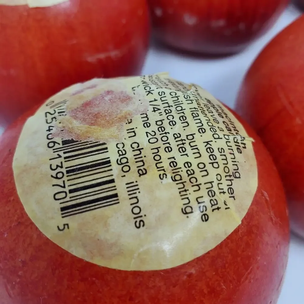 McIntosh Apple Shaped Candles Never Used 3”x3” Set of 6